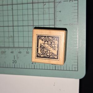 Z Monogram rubber stamp with floral vine